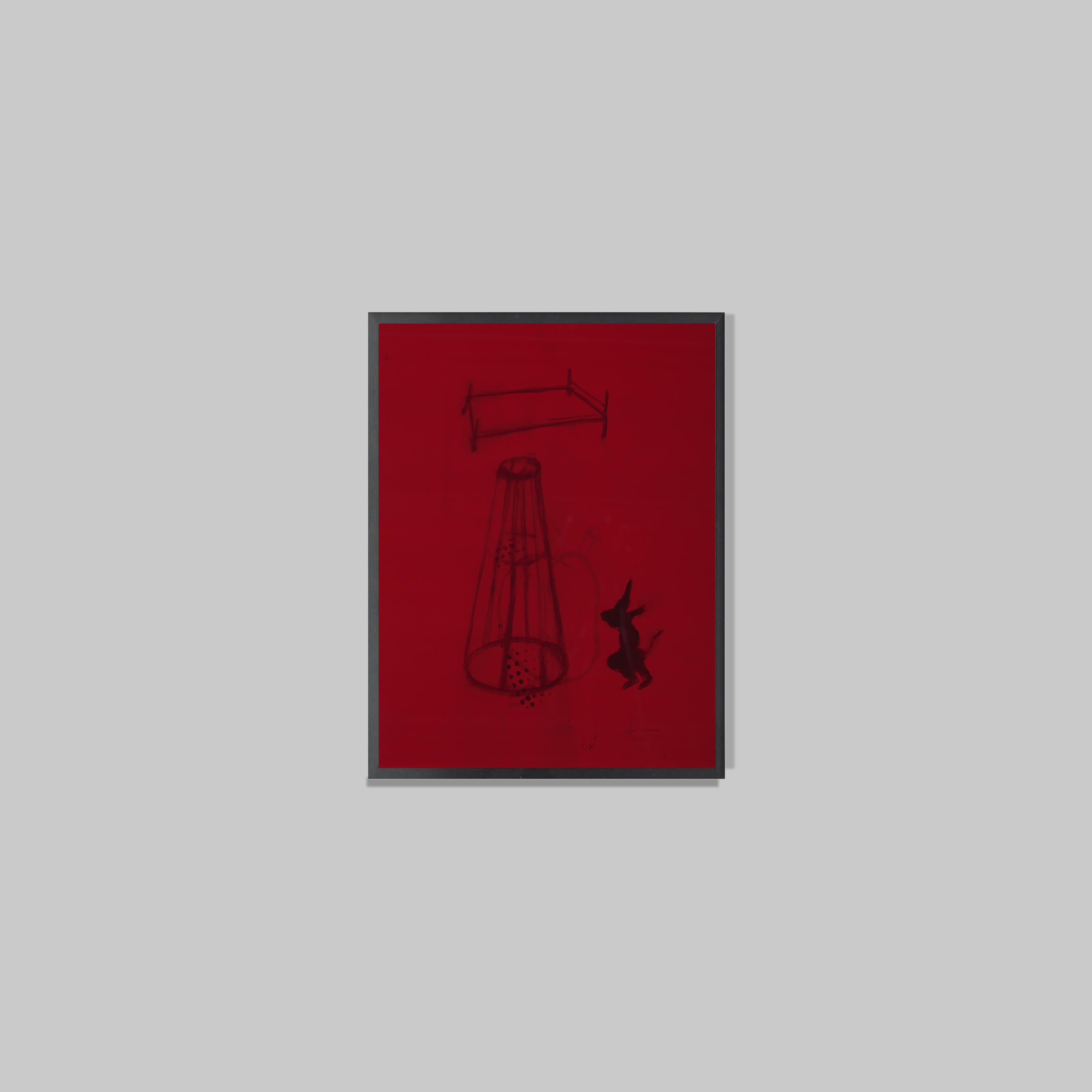 Amina Benbouchta
Anima, 2014
Crayon, papier verre rouge Iraki
32 x 21  cm