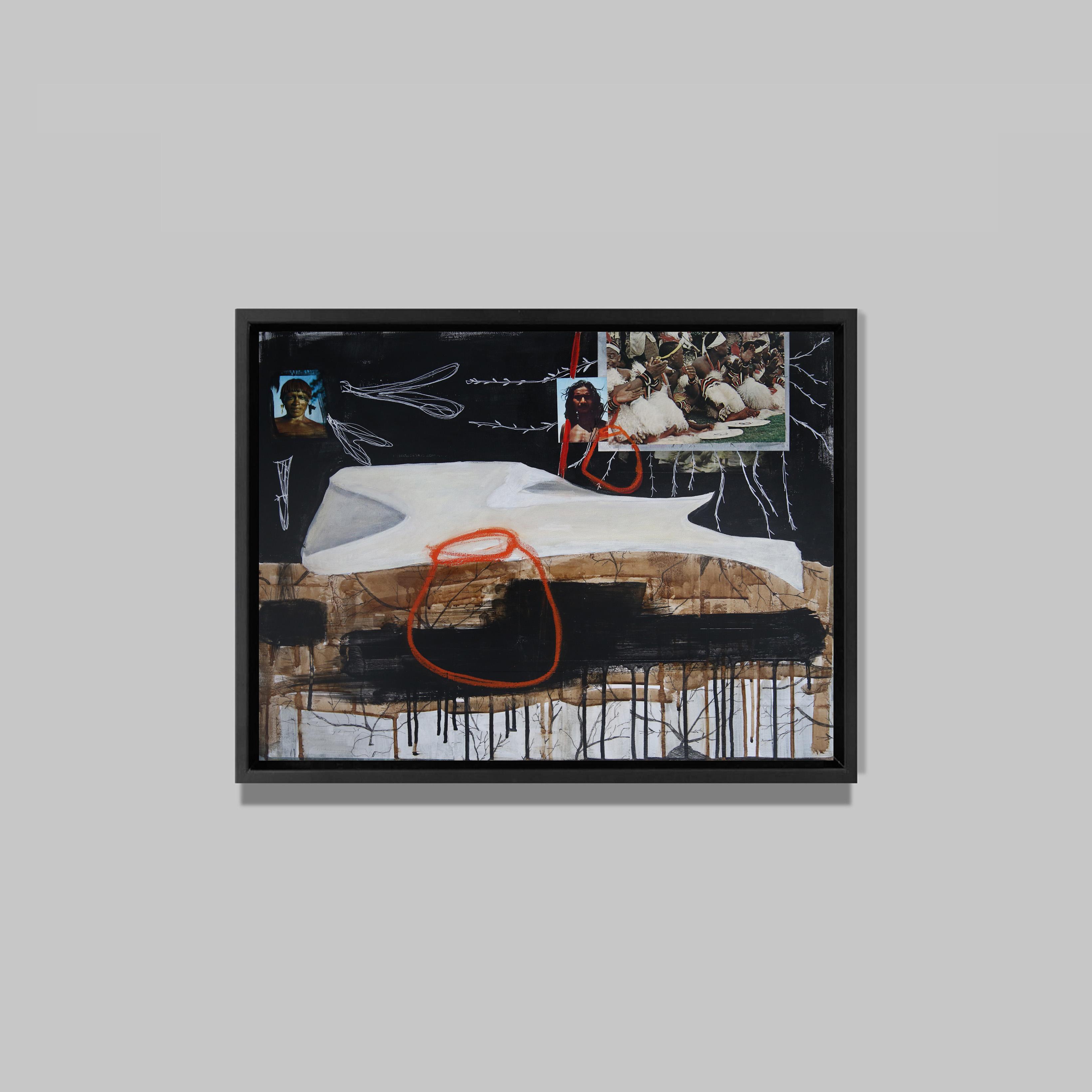 Le feu du dedans I, 2015
Acrylique et collages sur toile 
50 x 60 cm