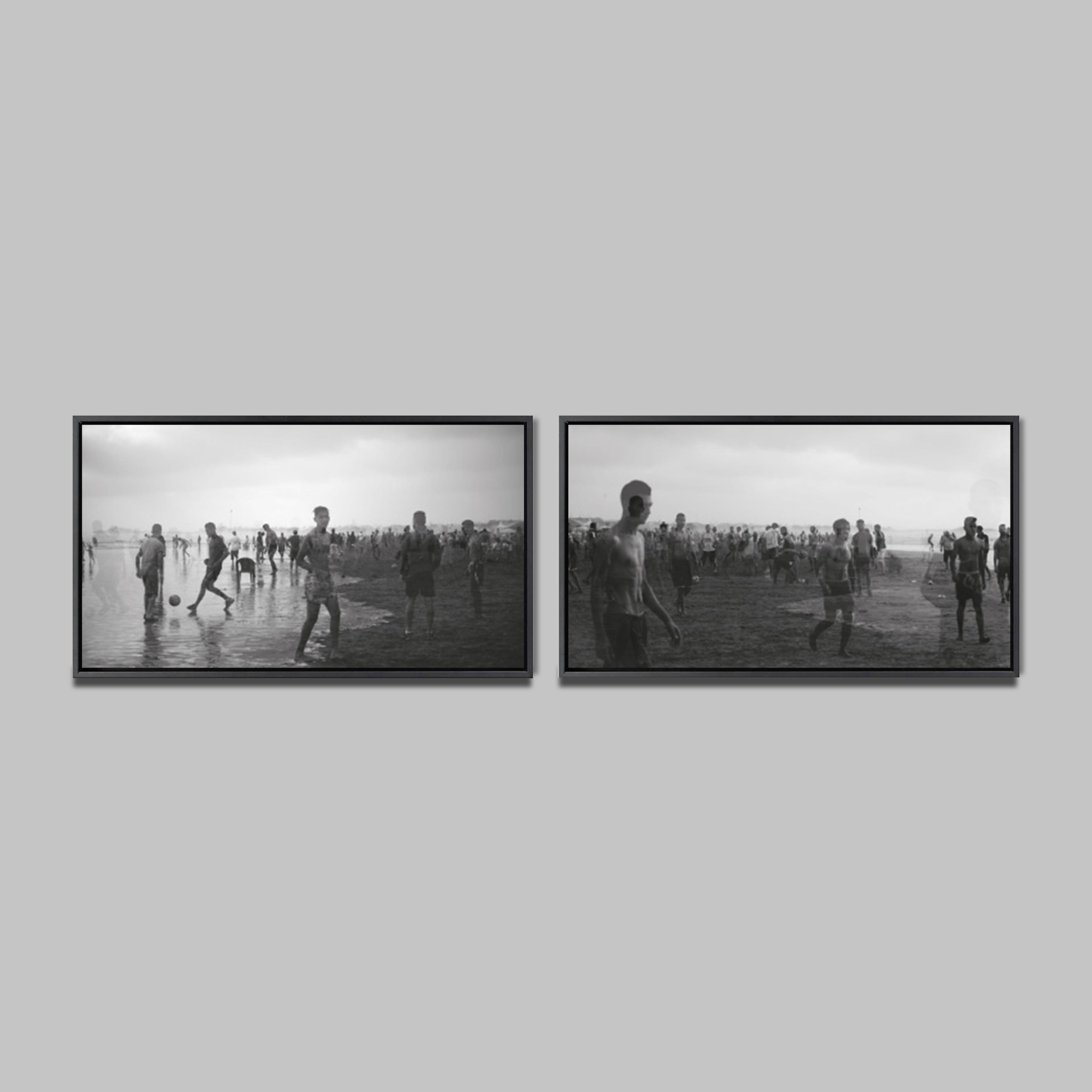 Zoulikha Bouabdellah 
Les Hommes de la Plage, 2016 
Installation vidéos noir & blanc, dyptique, 
10 minutes 15 secondes.